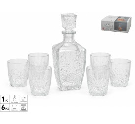 BOTELLA C/VASOS WHISKY DEDALO SET 7 PIEZAS
