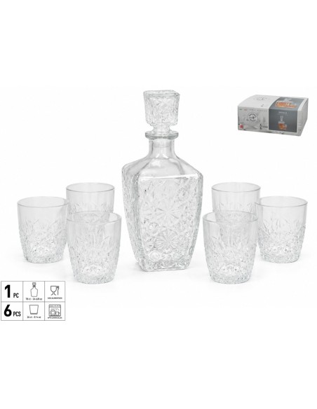BOTELLA C/VASOS WHISKY DEDALO SET 7 PIEZAS
