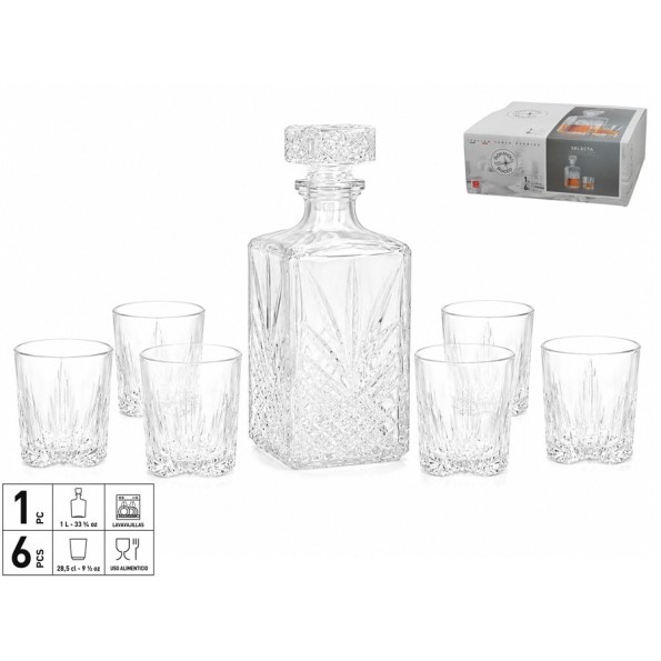 BOTELLA C/VASOS WHISKY SELECTA SET 7 PIEZAS