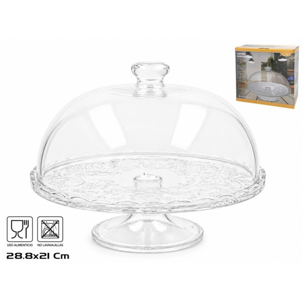 TARTERA CRISTAL C/PIE 28,8X28,8X21CM AMATIH