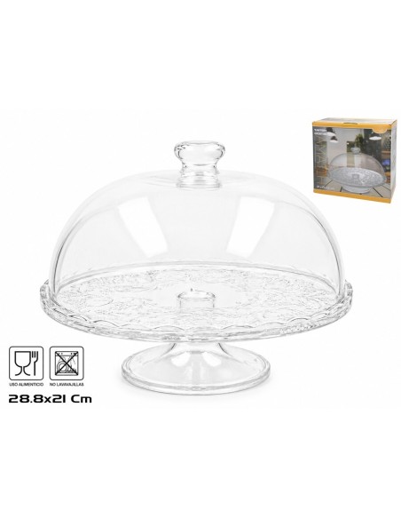 TARTERA CRISTAL C/PIE 28,8X28,8X21CM AMATIH