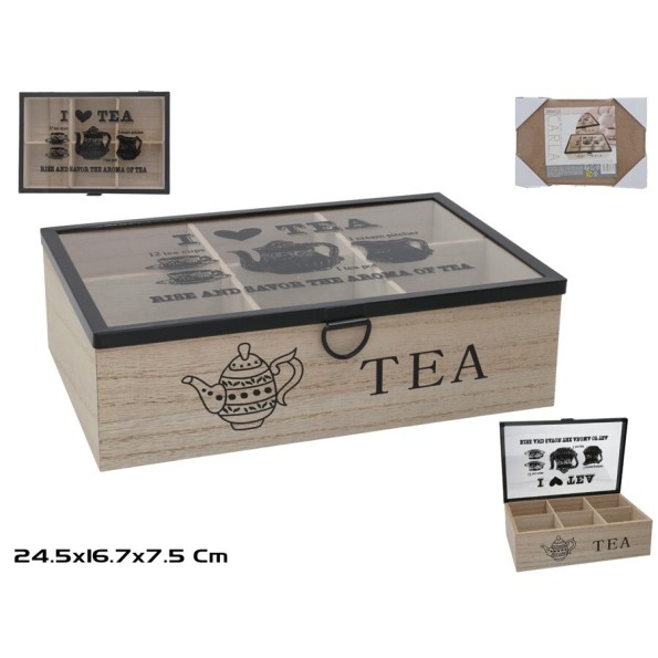 CAJA TÉ CARLA 24,5X16,7X7,5CM 6 COMPARTIMENTOS