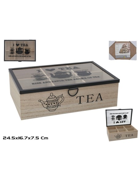 CAJA TÉ CARLA 24,5X16,7X7,5CM 6 COMPARTIMENTOS