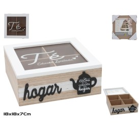 CAJA TÉ HOGAR 18X18X7CM 4 COMPARTIMENTOS