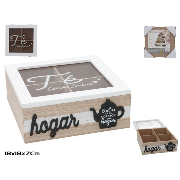 CAJA TÉ HOGAR 18X18X7CM 4 COMPARTIMENTOS