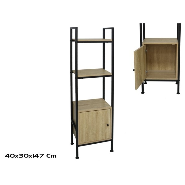ESTANTERIA KUBO  3 ALTURAS CON ARMARIO 147X40X30 CM