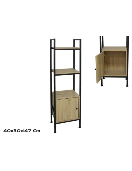 ESTANTERIA KUBO  3 ALTURAS CON ARMARIO 147X40X30 CM