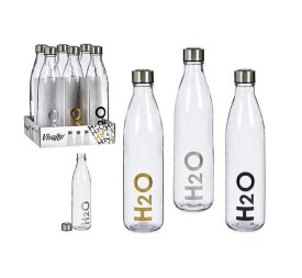 BOTELLA 1L DISEÑO H2O TRANSPARENTE SURT