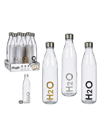BOTELLA 1L DISEÑO H2O TRANSPARENTE SURT