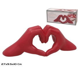 FIGURA MANOS NARAYAN 27X9,5X10CM RESINA ROJO
