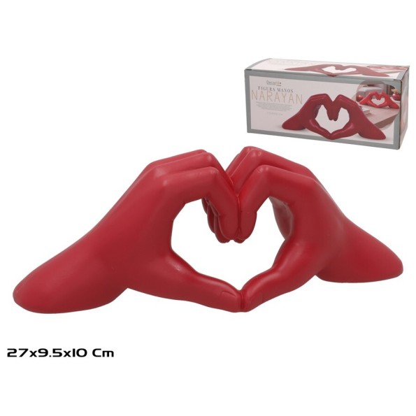 FIGURA MANOS NARAYAN 27X9,5X10CM RESINA ROJO
