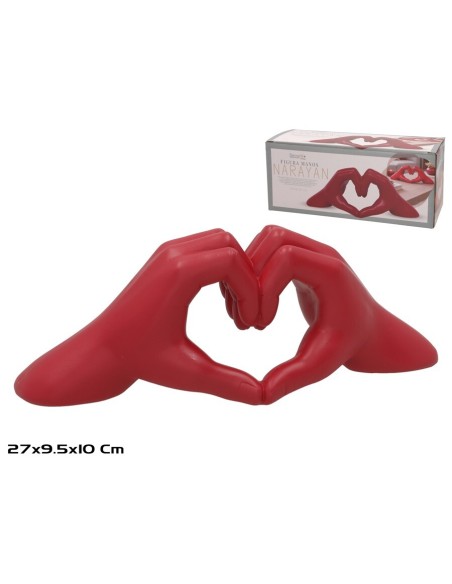 FIGURA MANOS NARAYAN 27X9,5X10CM RESINA ROJO