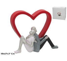 PAREJA CORAZON DEC. 19X17X7CM ROJO