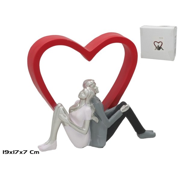 PAREJA CORAZON DEC. 19X17X7CM ROJO