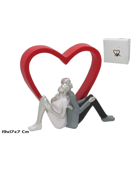 PAREJA CORAZON DEC. 19X17X7CM ROJO