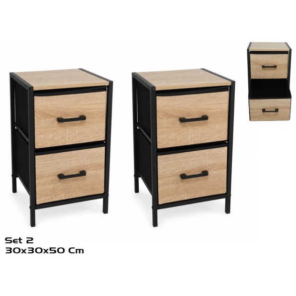 SET 2 CAJONERAS KUBO  2 CAJONES 50X30X30 CM