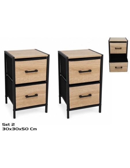 SET 2 CAJONERAS KUBO  2 CAJONES 50X30X30 CM