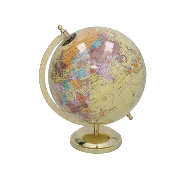 GLOBO TERRAQUEO BASE DORADA 18X24CM DISCOVER