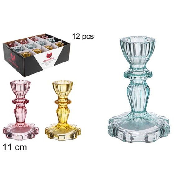 PORTAVELAS CRISTAL COLORES 11CM
