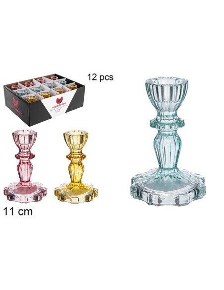 PORTAVELAS CRISTAL COLORES 11CM