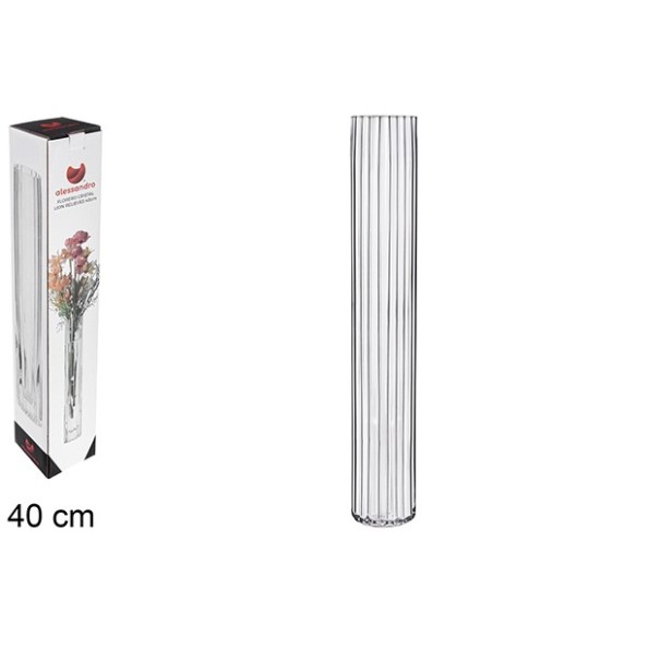 FLORERO CRISTAL  LION RELIEVES 40CM