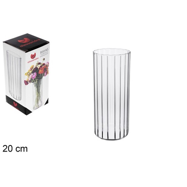 FLORERO BOROSILICATO RAYAS 20CM
