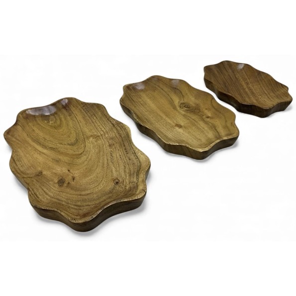 CENTRO MESA SET 3 ACACIA 28X18X3 NATURAL MARRON