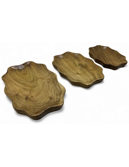 CENTRO MESA SET 3 ACACIA 28X18X3 NATURAL MARRON