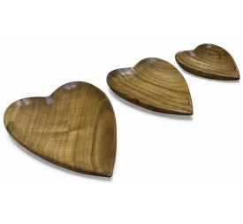CENTRO MESA SET 3 ACACIA 25X18X3 CORAZON NATURAL
