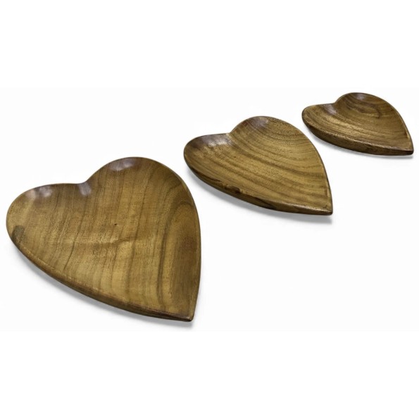 CENTRO MESA SET 3 ACACIA 25X18X3 CORAZON NATURAL