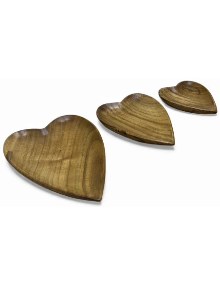 CENTRO MESA SET 3 ACACIA 25X18X3 CORAZON NATURAL