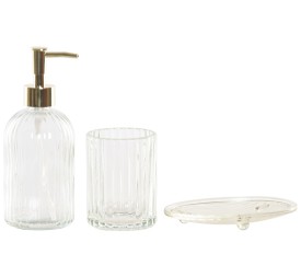 BAÑO SET 3 CRISTAL ABS 8X8X19,4 450ML TRANSPARENTE