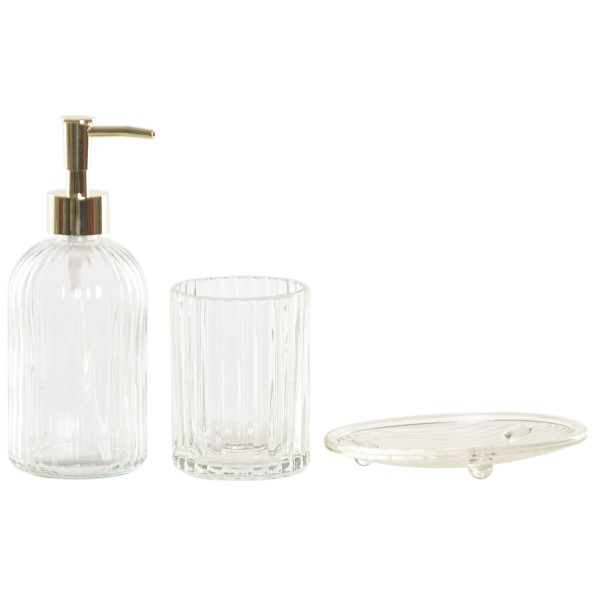 BAÑO SET 3 CRISTAL ABS 8X8X19,4 450ML TRANSPARENTE