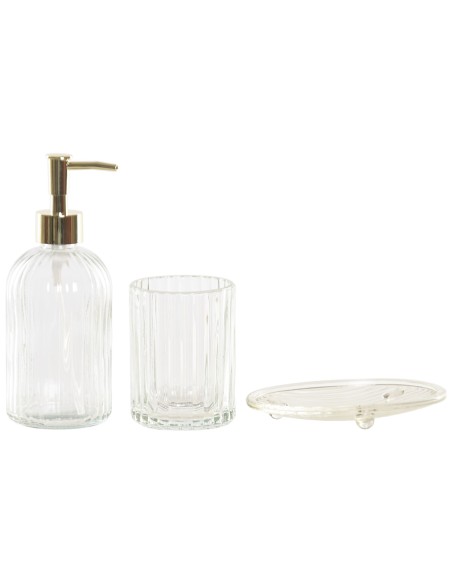 BAÑO SET 3 CRISTAL ABS 8X8X19,4 450ML TRANSPARENTE