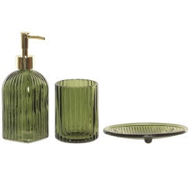 BAÑO SET 3 CRISTAL 7,5X7,5X19,3 480ML VERDE OSCURO