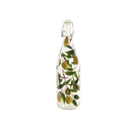 BOTELLA CRISTAL INOX 8X8X32 1L OLIVO IMPRESO VERDE