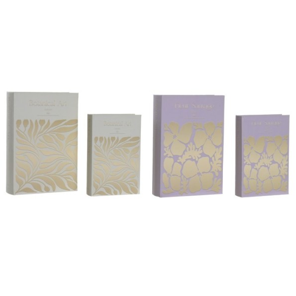 CAJA LIBRO SET 2 PU MDF 21X7X30 BOTANICO 2 SURT.