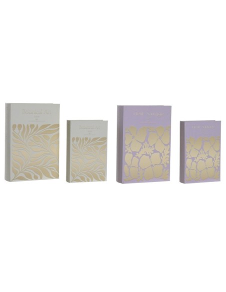 CAJA LIBRO SET 2 PU MDF 21X7X30 BOTANICO 2 SURT.