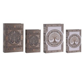 CAJA LIBRO SET 2 PU MDF 21X7X30 ARBOL VIDA 2 SURT.