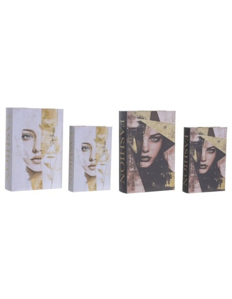CAJA LIBRO SET 2 PU MDF 21X7X30 CHICA 2 SURT.