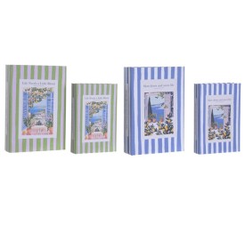 CAJA LIBRO SET 2 PU MDF 21X7X30 RAYAS 2 SURT.