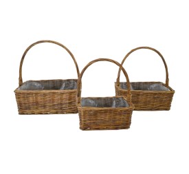 SET 3 CESTOS RECTANGULARES MIMBRE CON ASA