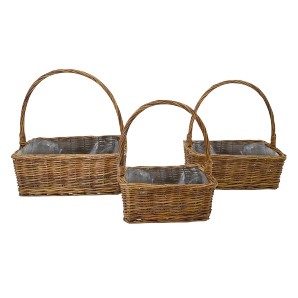 SET 3 CESTOS RECTANGULARES MIMBRE CON ASA