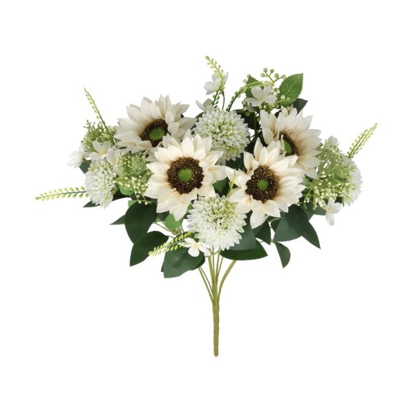RAMO GIRASOLES-ALIUM X 12 - 52 CM(CREMA)