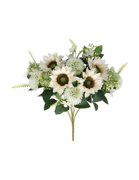 RAMO GIRASOLES-ALIUM X 12 - 52 CM(CREMA)