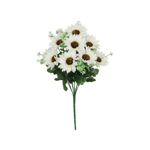 RAMO GIRASOL X 9 - 44 CM (BLANCO)