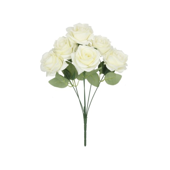 RAMO ROSAS SATIN  X 6-43 CM (BLANCO)