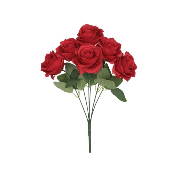 RAMO ROSAS SATIN  X 6-43 CM (ROJO)