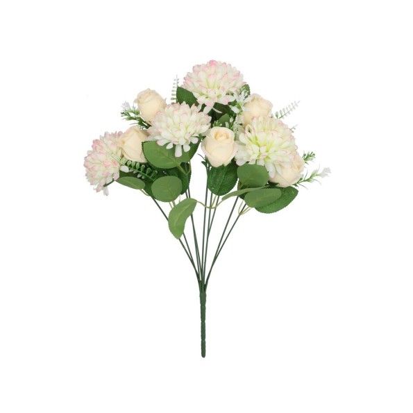 RAMO CRISANTEMO-CAPULLOS X 9-44 CM (CREMA)