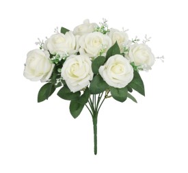 RAMO BOUQUET ROSAS X 9-34 CM (BLANCO)